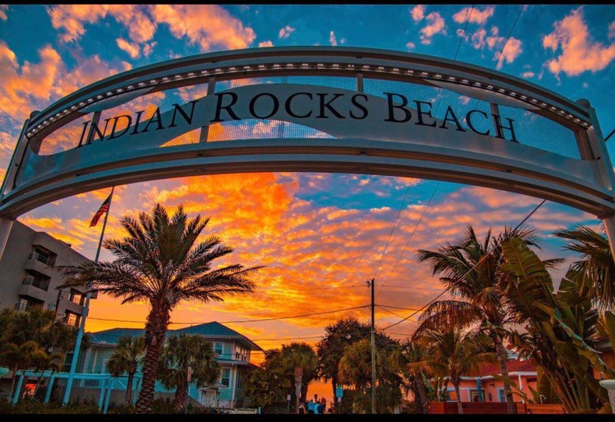 Indian Rocks Beach iconic arch at sunset